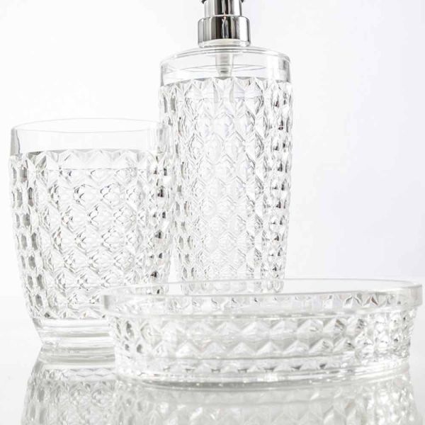 Modernes set für badspender, glas, seifenhalter netro