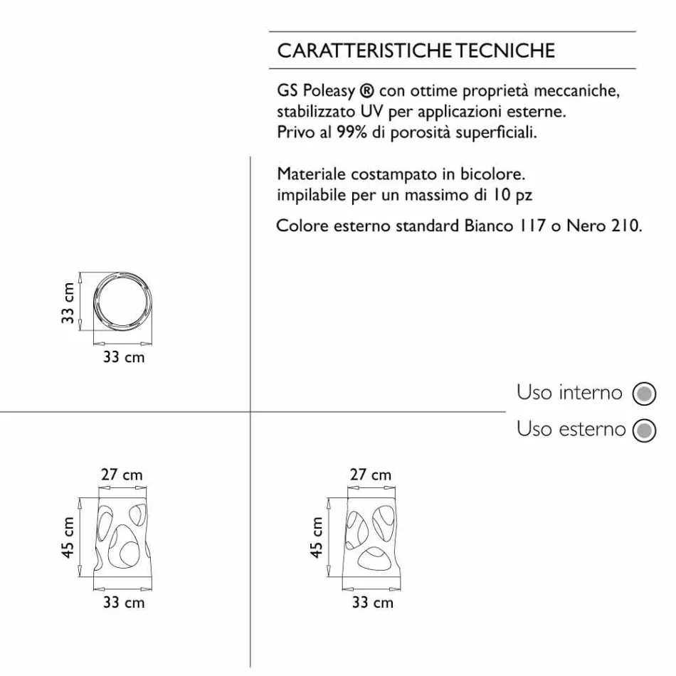 Stapelbare Designhocker für drinnen oder draußen, 6 Stück - Liberty by Myyour Viadurini
