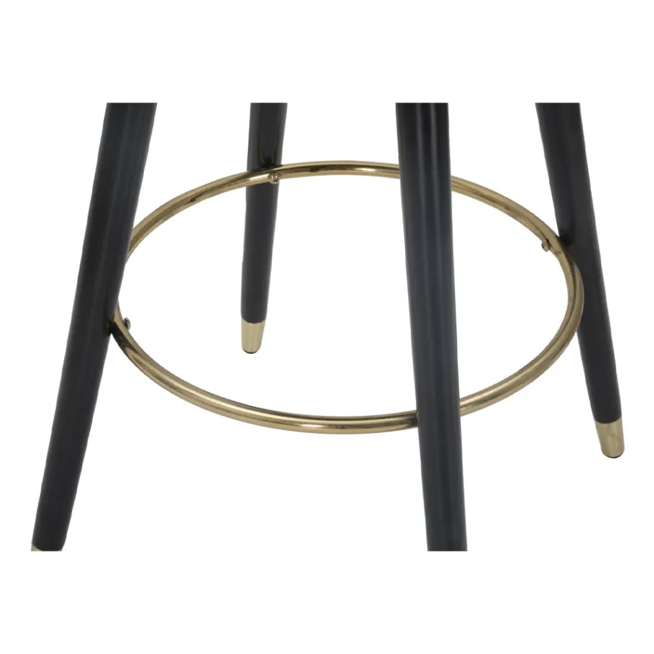 Hoher Barhocker aus Holz und Metall mit Sitz aus Polyester - Enzo Viadurini