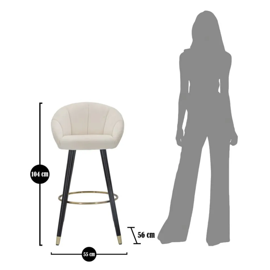 Hoher Barhocker aus Holz und Metall mit Sitz aus Polyester - Enzo Viadurini