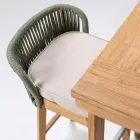 Hoher Barhocker aus natürlichem Teakholz mit Kissen - seitlich Viadurini