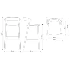 Hoher Küchenhocker mit Eschenholzstruktur, hergestellt in Italien – Oslo Viadurini