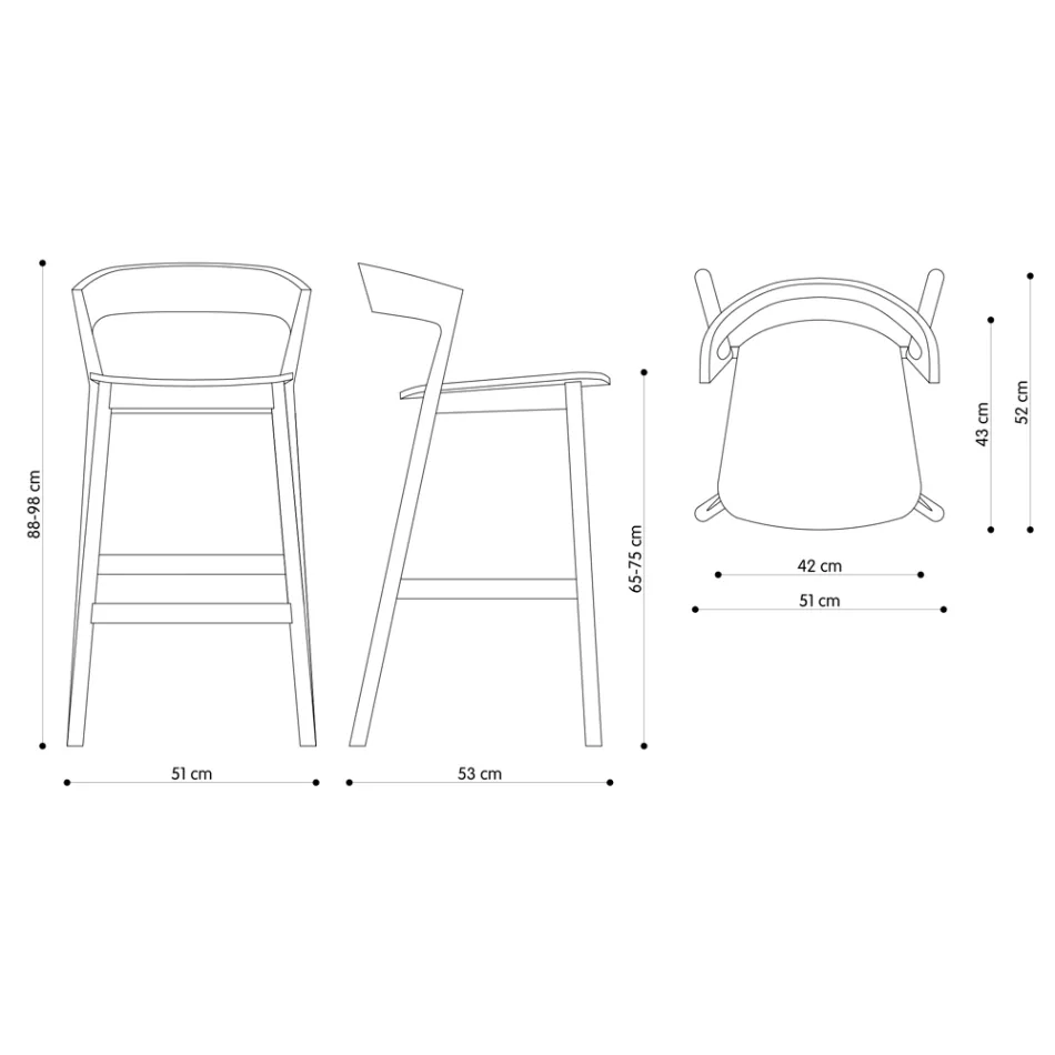 Hoher Küchenhocker mit Eschenholzstruktur, hergestellt in Italien – Oslo Viadurini