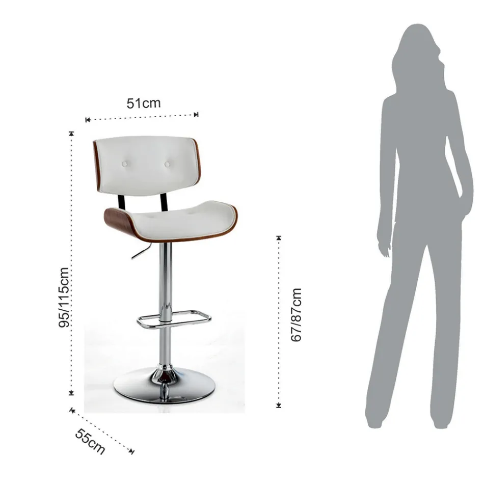 Hoher Küchenhocker aus Kunstleder und Sperrholz - Nebbia Viadurini
