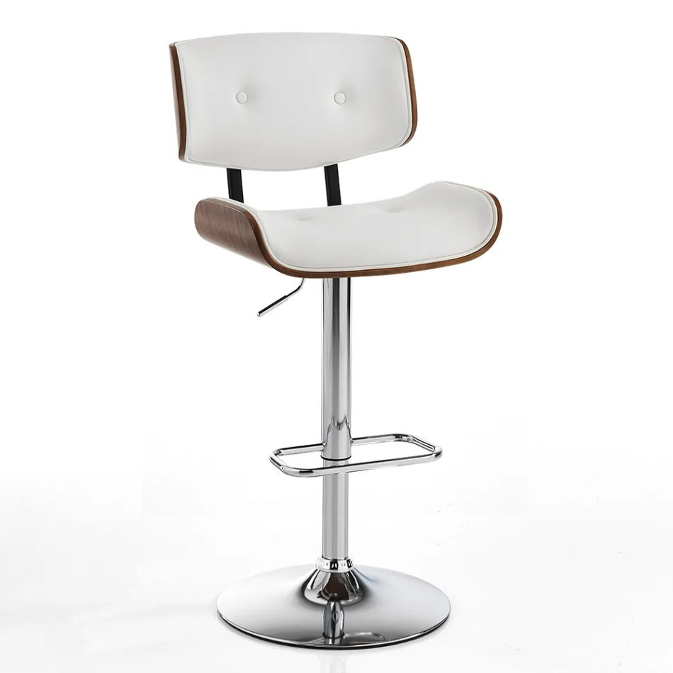 Hoher Küchenhocker aus Kunstleder und Sperrholz - Nebbia Viadurini