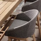 Hoher Outdoor-Hocker aus Seil und Teakholz, Homemotion, 2 Stück – Anitha Viadurini