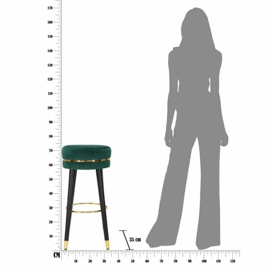 Runder Barhocker aus Holz und Stoff im modernen Design - Rupert Viadurini