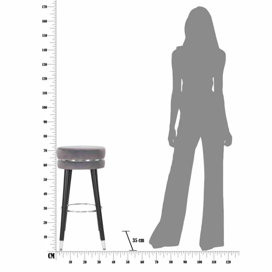 Runder Barhocker aus Holz und Stoff im modernen Design - Rupert Viadurini