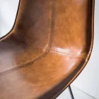 Basishocker 4 Beine, H 65 in Kunstleder Ledereffekt - Ovid Viadurini