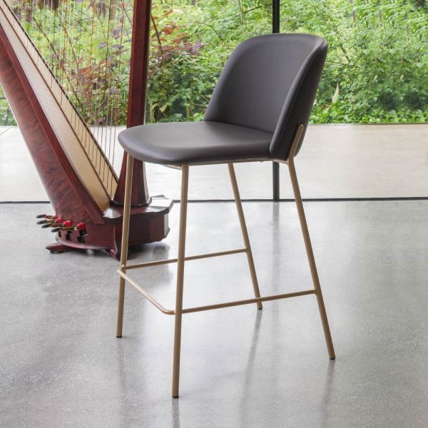 Hocker mit metallgestell und kunstledersitz, hergestellt in italien – ivy