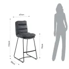 Küchenhocker aus Mikrofaser Grau Samteffekt 2 Stück - Fortaleza Viadurini