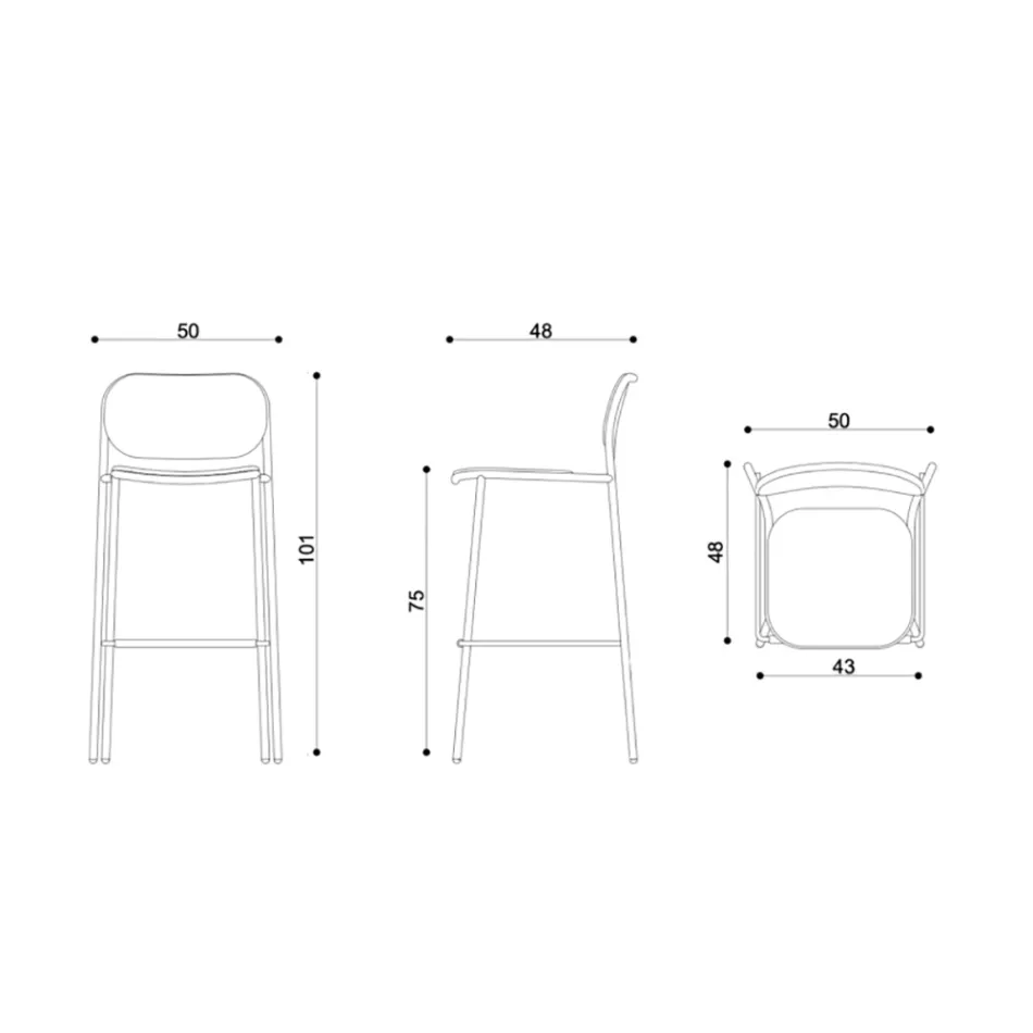 Küchenhocker aus Stoff und Metall Made in Italy 2 Stück - Sangria Viadurini