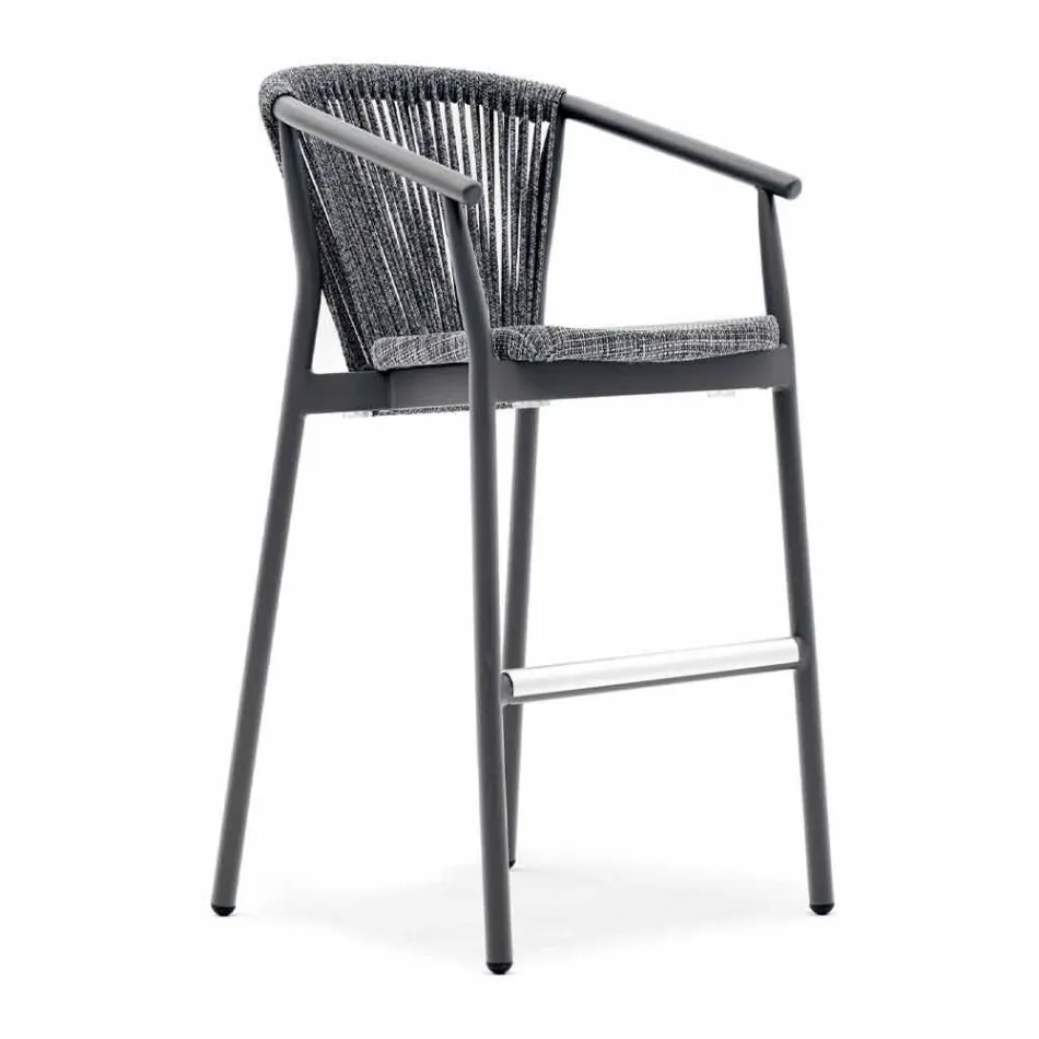 Stapelbarer Gartenhocker aus Aluminium und technischem Stoff - Smart von Varaschin Viadurini