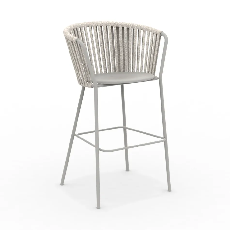 Gartenhocker aus Edelstahl und Seilrückenlehne - Luxura Viadurini