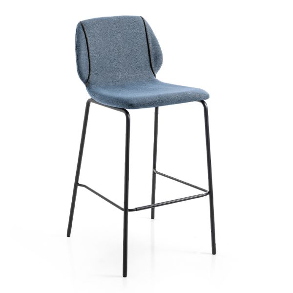 Modernes design eleganter wohnzimmerhocker aus stoff mit bordüre - scarat