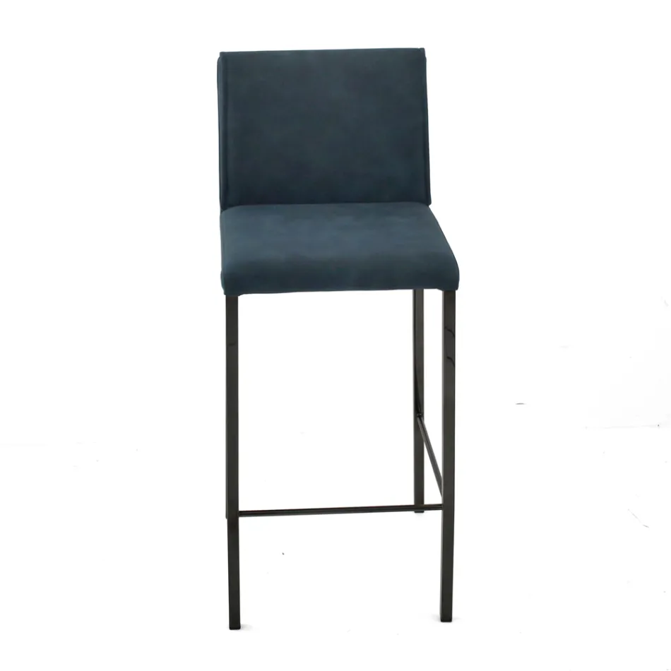 Wohnzimmerhocker aus Kunstleder und Struktur aus Nikel Made in Italy - Cleto Viadurini