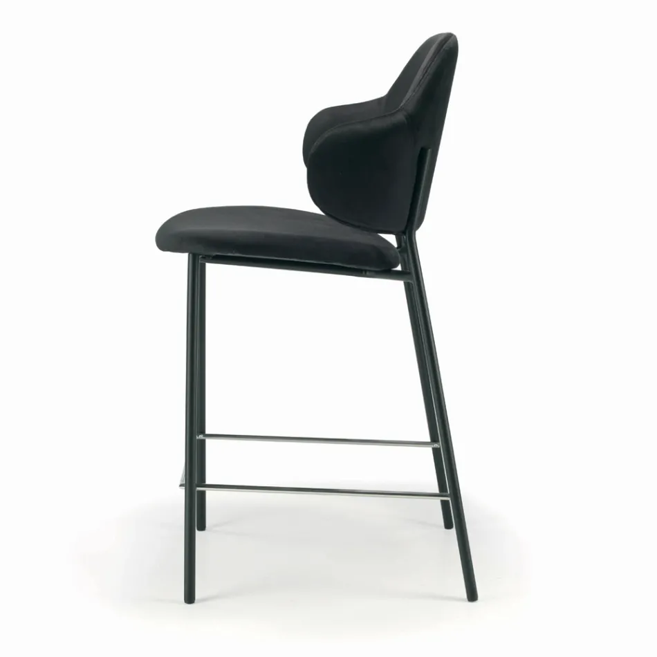 Wohnzimmerhocker aus Stahl und Samt, hergestellt in Italien – Rimini Viadurini