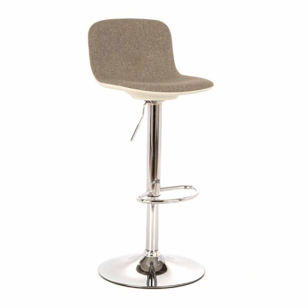Design hocker mit gaslift aus stoff und verchromtem metall, 2 stück - chrom