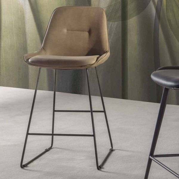 Hocker in modernem design aus kunstleder mit schlittenstruktur - ines
