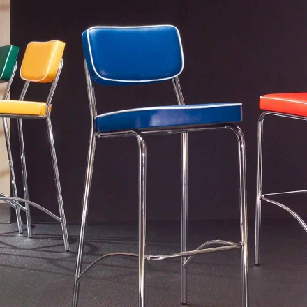 50er Jahre Design Hocker aus Unica Graffiti Kunstleder Viadurini