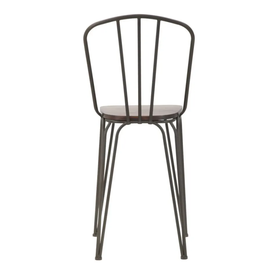 Moderner Designhocker im Industriestil aus Eisen und Holz, 2 Stück - Erika Viadurini