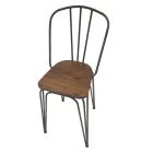 Moderner Designhocker im Industriestil aus Eisen und Holz, 2 Stück - Erika Viadurini