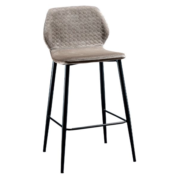 Eleganter hocker aus farbigem gestepptem samt und anthrazitfarbenem metall - scarat