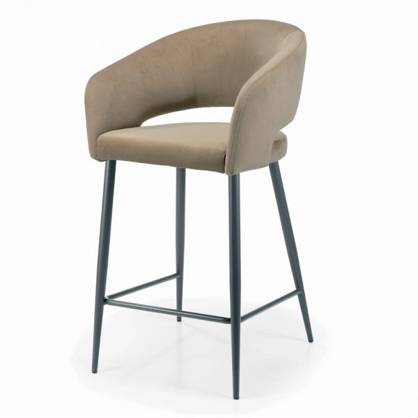 Fester hocker mit samtsitz und stahlgestell, hergestellt in italien – alassio