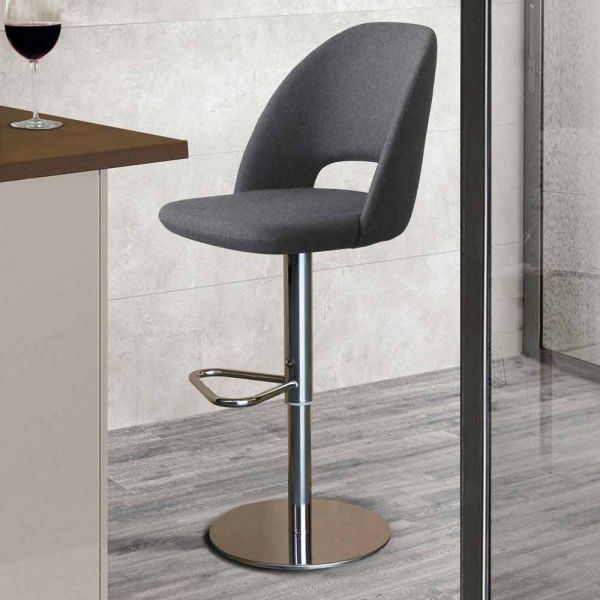 Drehbarer hocker aus stoff und stahl mit gasfeder made in italy - marchesi