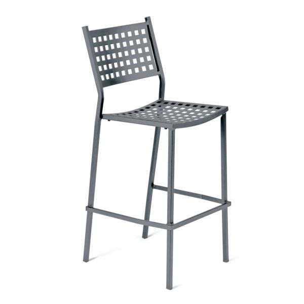 Stapelbarer outdoor-hocker aus lackiertem stahl made in italy - nilda