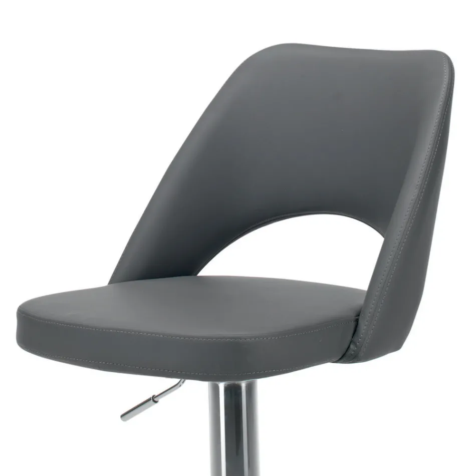 Hocker aus Öko-Leder und Stahl mit Gasfeder, hergestellt in Italien – Lorenza Viadurini