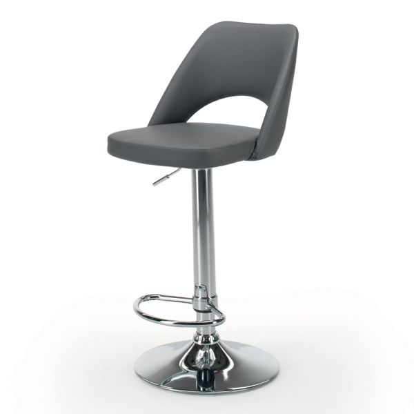 Hocker aus kunstleder und stahl mit gasfeder made in italy - lorenza