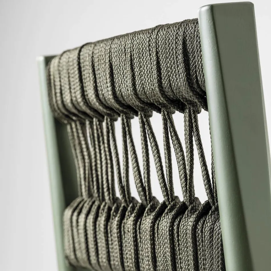 Hocker aus massiver Buche mit farbigem Seilgeflecht, hergestellt in Italien – Nora Viadurini