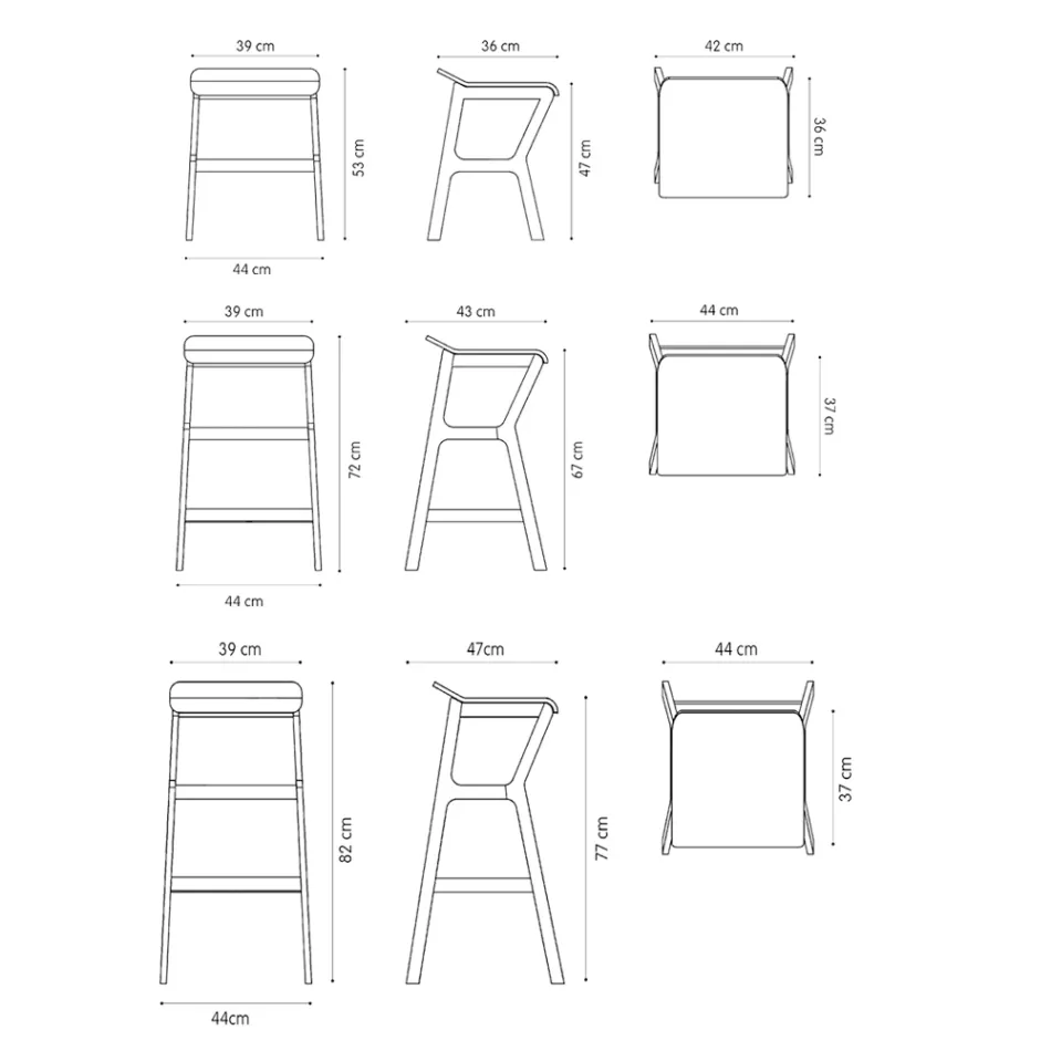 Hocker aus massiver Buche mit Stoffsitz, hergestellt in Italien – Regensburg Viadurini