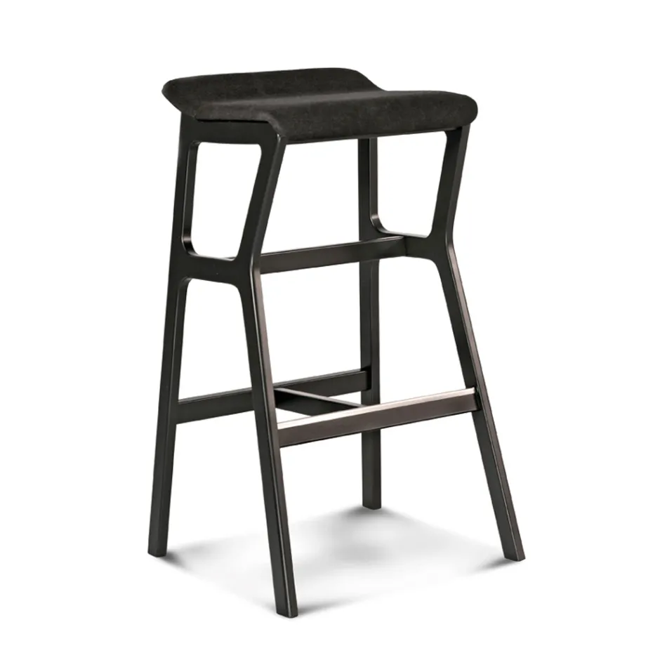 Hocker aus massiver Buche mit Stoffsitz, hergestellt in Italien – Regensburg Viadurini