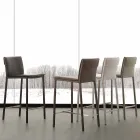 Moderner Hocker aus Metall und Stahl und Öko-Leder made in Italy Prato Viadurini