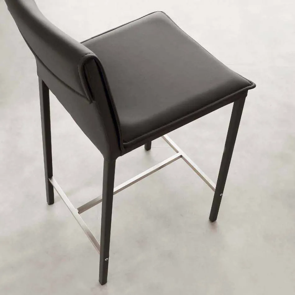 Moderner Hocker aus Metall und Stahl und Öko-Leder made in Italy Prato Viadurini