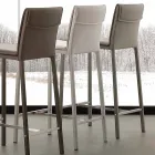 Moderner Hocker aus Metall und Stahl und Öko-Leder made in Italy Prato Viadurini