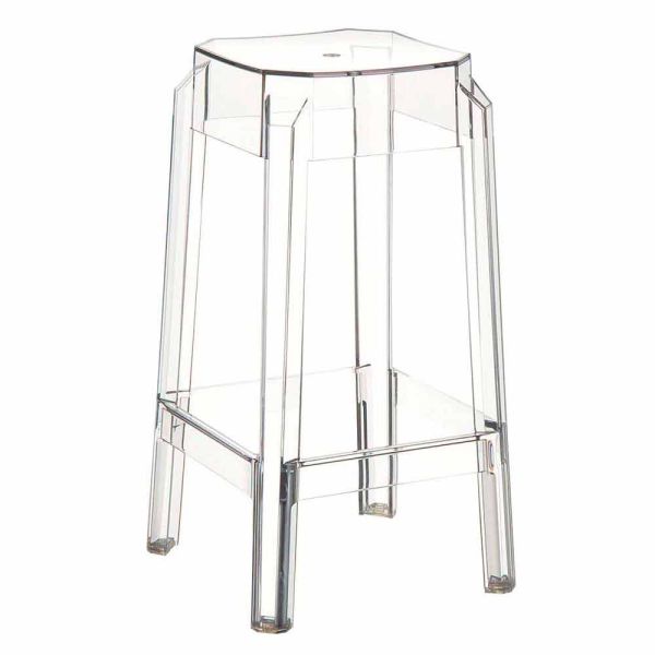 Moderner transparenter hocker aus polycarbonat pescara