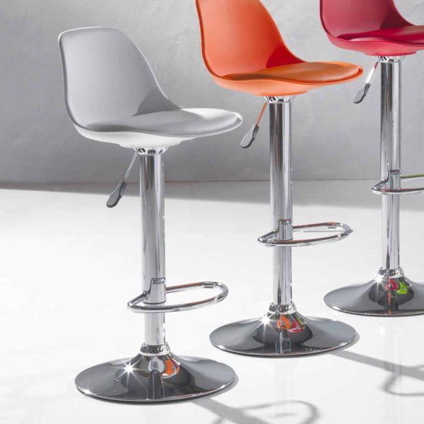 Höhenverstellbar hocker aus kunsteleder, modernes design - rosa