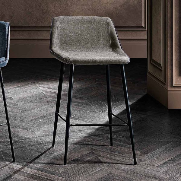 Hocker aus stoff und anthrazitfarbenem metalldesign made in italy - marianet
