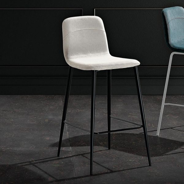 Hocker aus stoff und anthrazitfarbenem metalldesign made in italy - nautilus