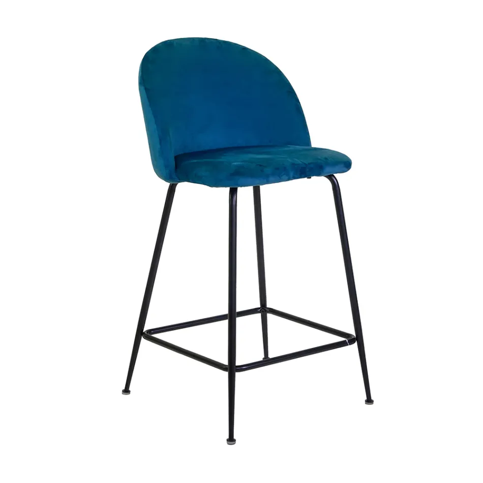 Samt-Hocker mit Metallgestell in verschiedenen Ausführungen - Penna Viadurini