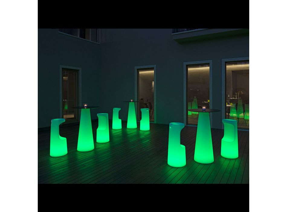 Leuchtender Outdoor-Hocker aus Polyethylen mit LED-Licht, hergestellt in Italien – Forlina Viadurini