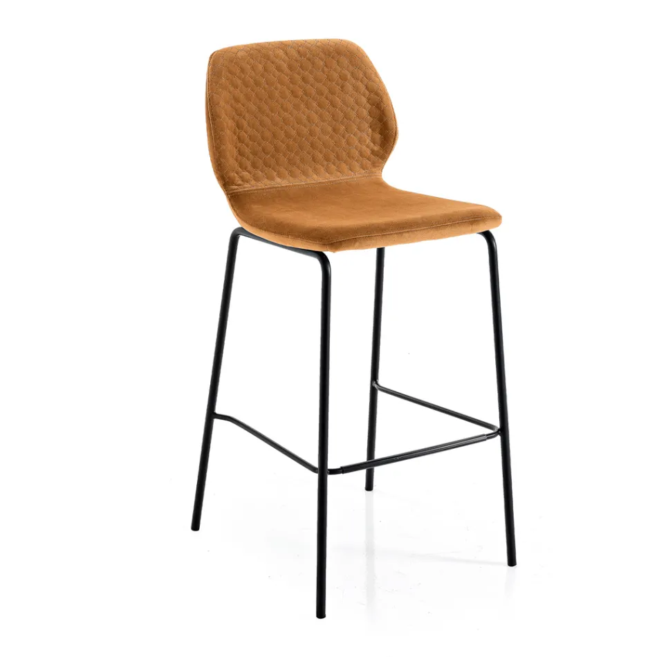 Moderner Küchenhocker aus farbenfrohem Designer-Steppsamt – Scarat Viadurini