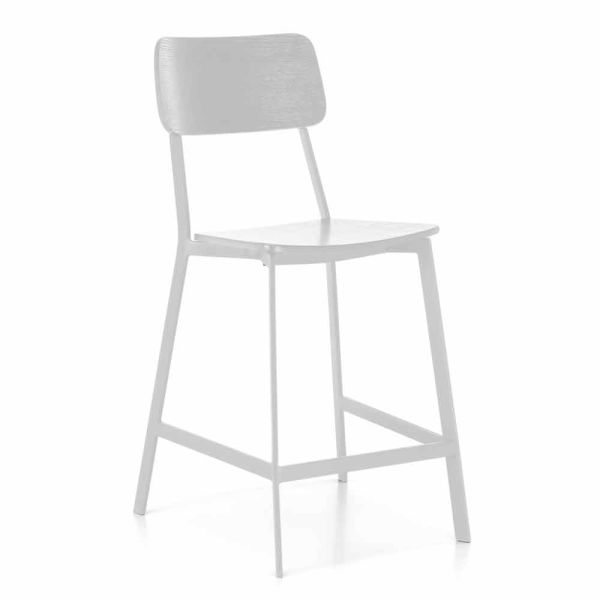 Moderner metallhocker mit sitz und rückenlehne aus holz, 2 stück - habibi