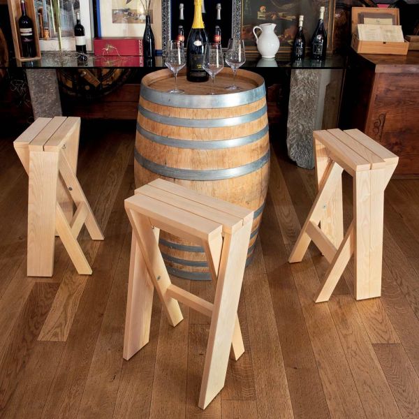 Klappbarer und stapelbarer hocker aus massiver esche – write