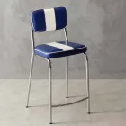 Hocker im 50er-Jahre-Stil aus Öko-Leder mit zentralem weißen Banda Viadurini