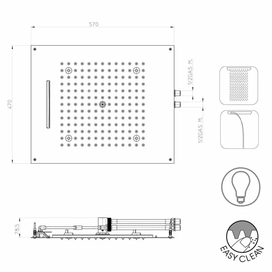 Duschkopf mit Farbtherapie zwei modernen Design Traum Jets Viadurini
