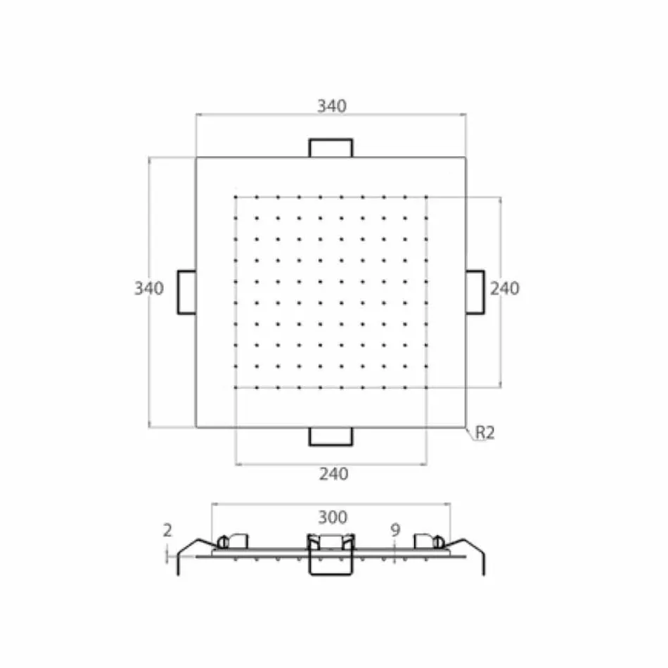 Duschkopf mit quadratischer Decke aus Stahl Made in Italy - Stärke Viadurini